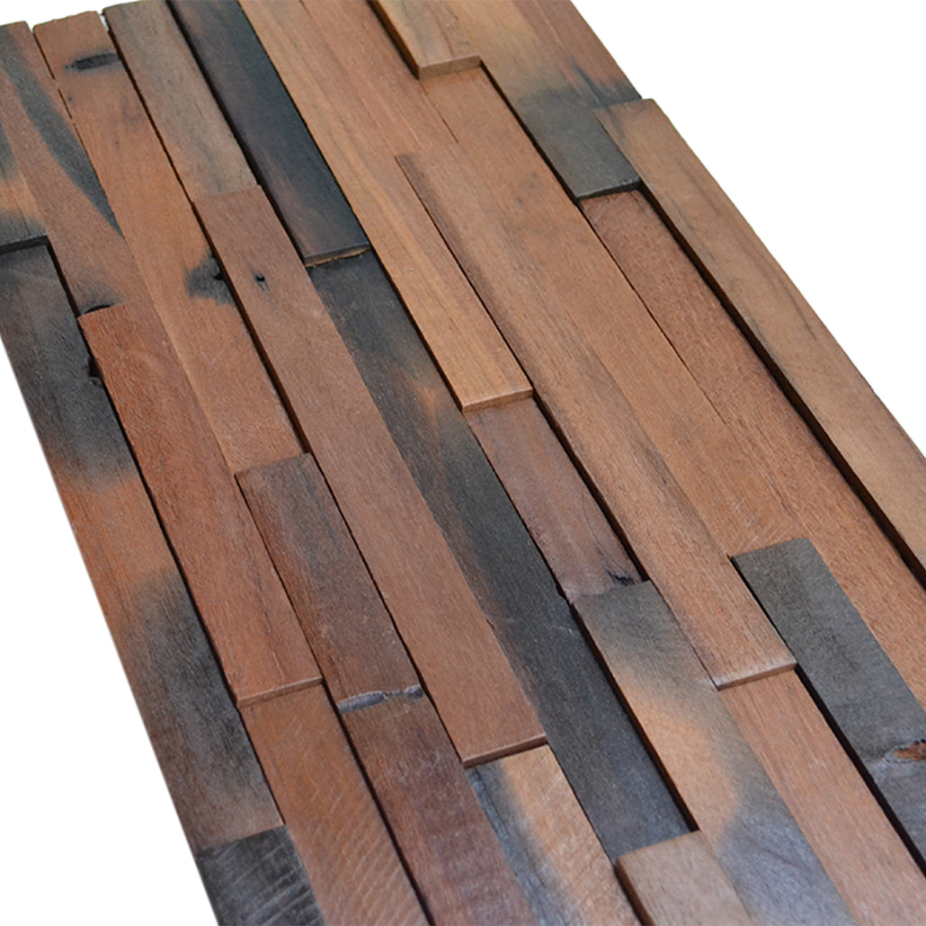 Wood Mosaic Panel | Wide Shipwood Wood Tile | 12×24”