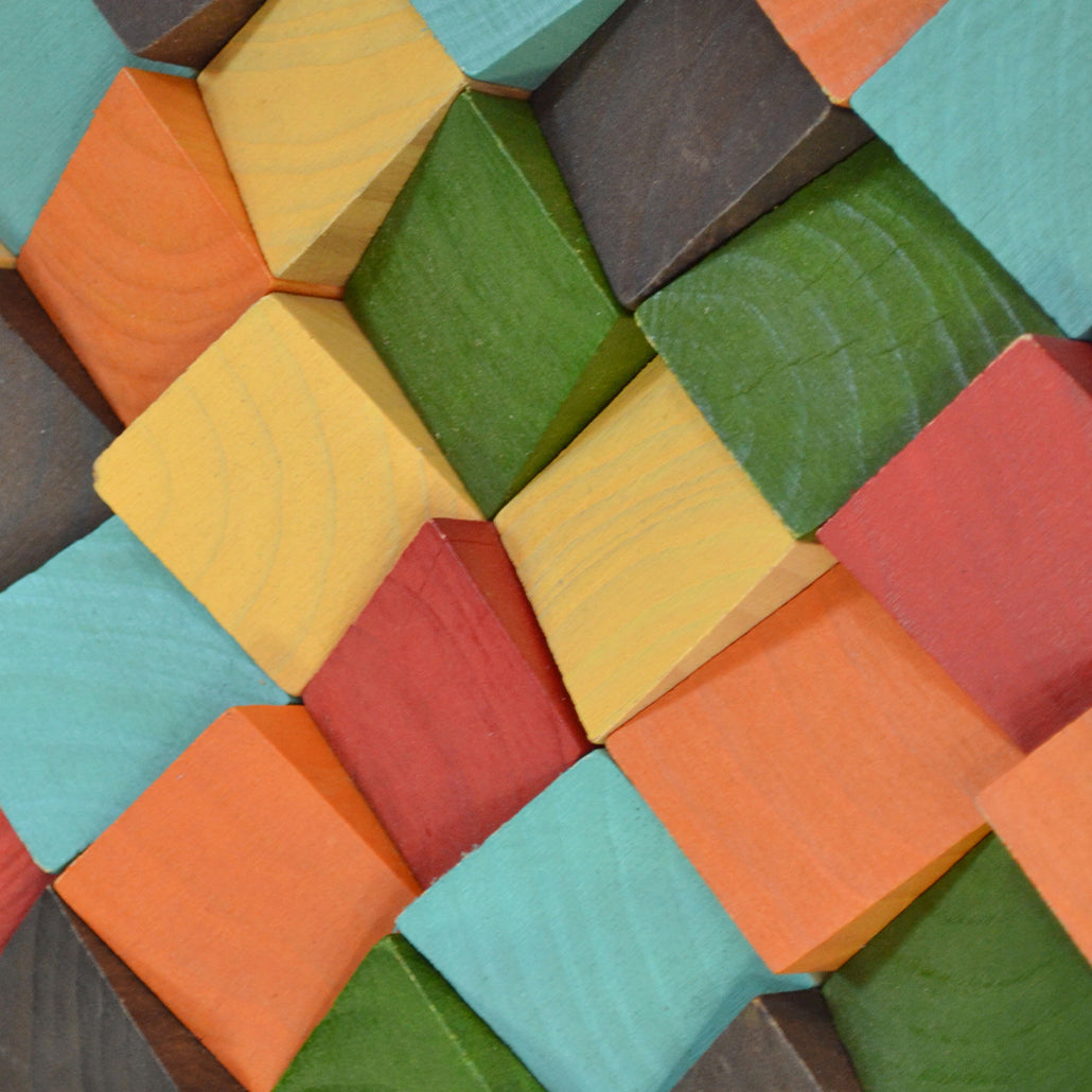 Wood Mosaic Panel | Dark Pine Wood Tile | 12×12”