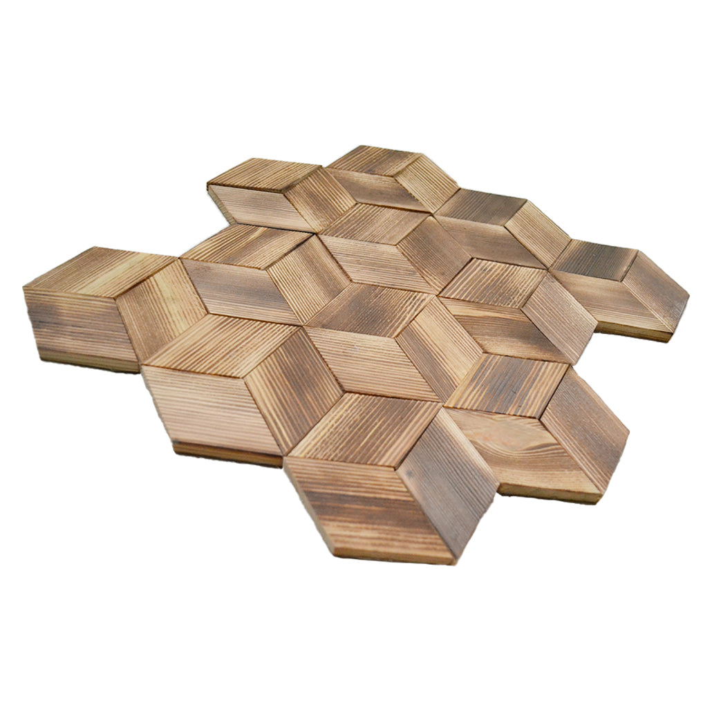 Wood Mosaic Panel | Fresh Pine Wood Tile | 11.8×13.8”