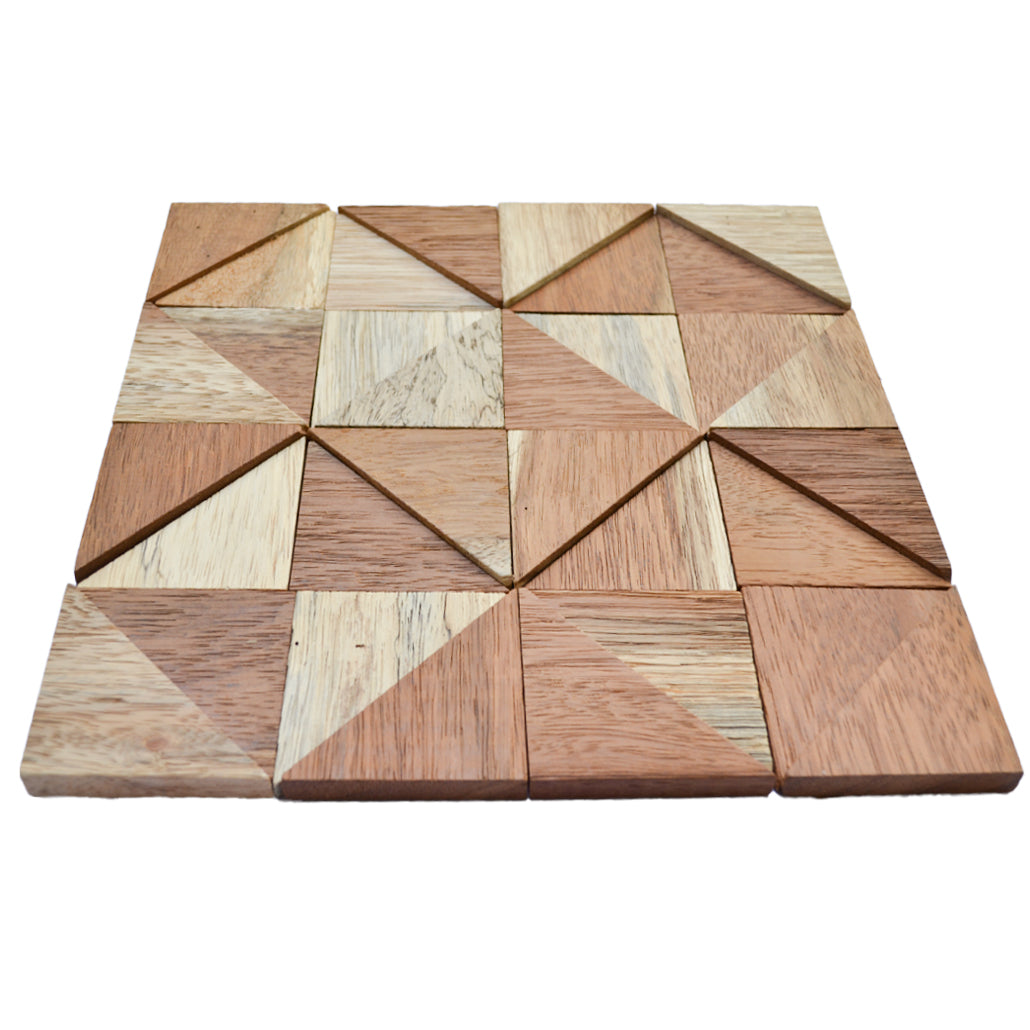 Wood Mosaic Panel | Merbau Wood Tile | 12×12”