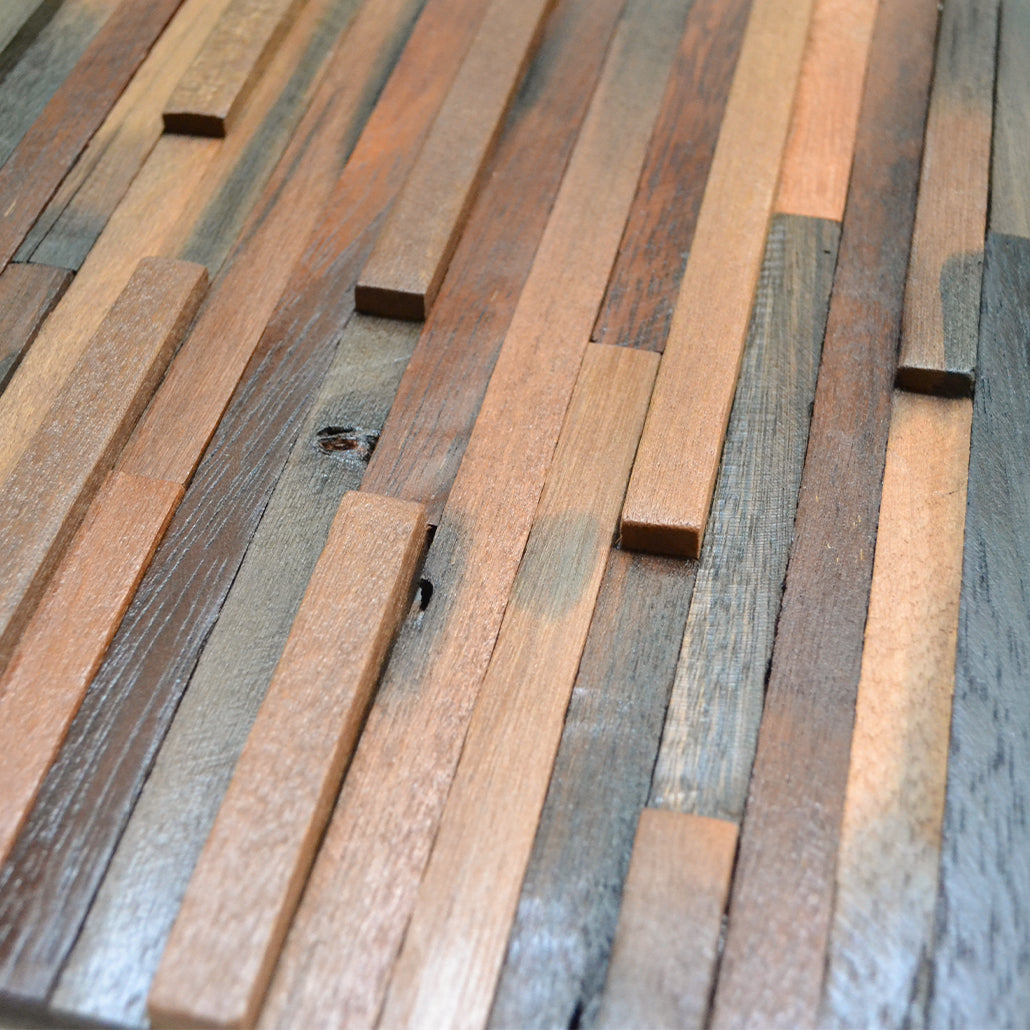 Wood Mosaic Panel | Compact Shipwood Wood Tile | 12×12”