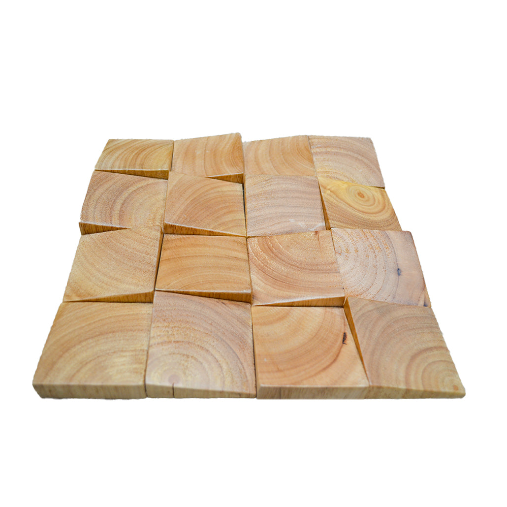 Wood Mosaic Panel | Rubber Wood Tile | 12×12”