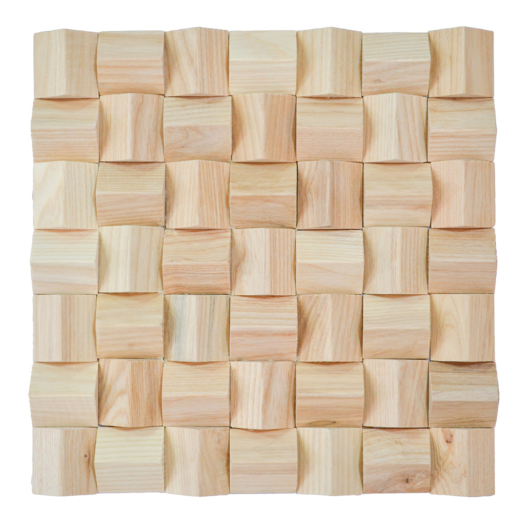 Wood Mosaic Panel | Ash Wood Tile | 12×12”