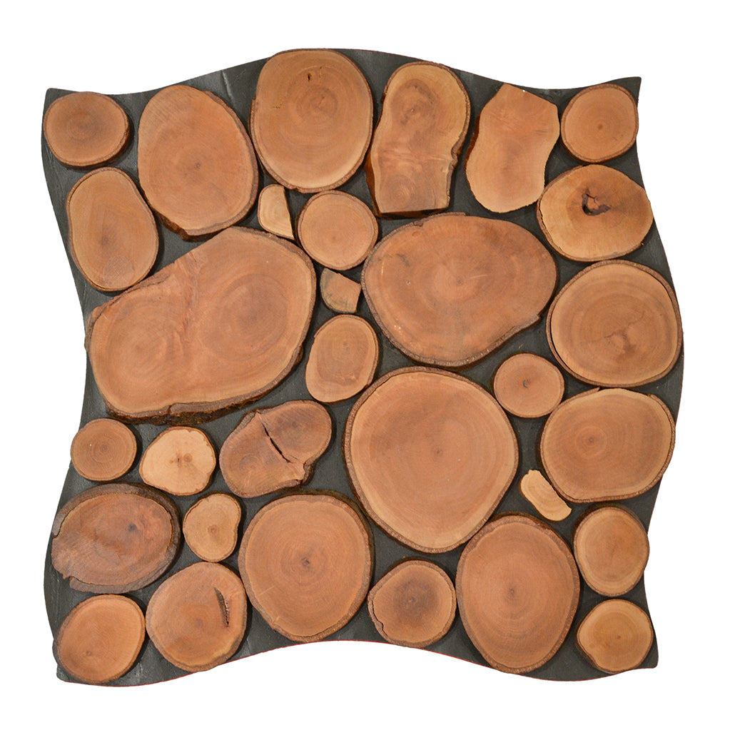 Wood Mosaic Panel | Lychee Wood Tile | 12×12”