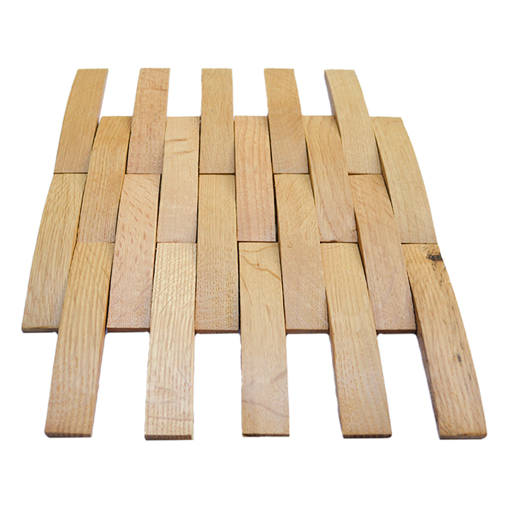 Wood Mosaic Panel | White Oak Wood Tile | 12×12”
