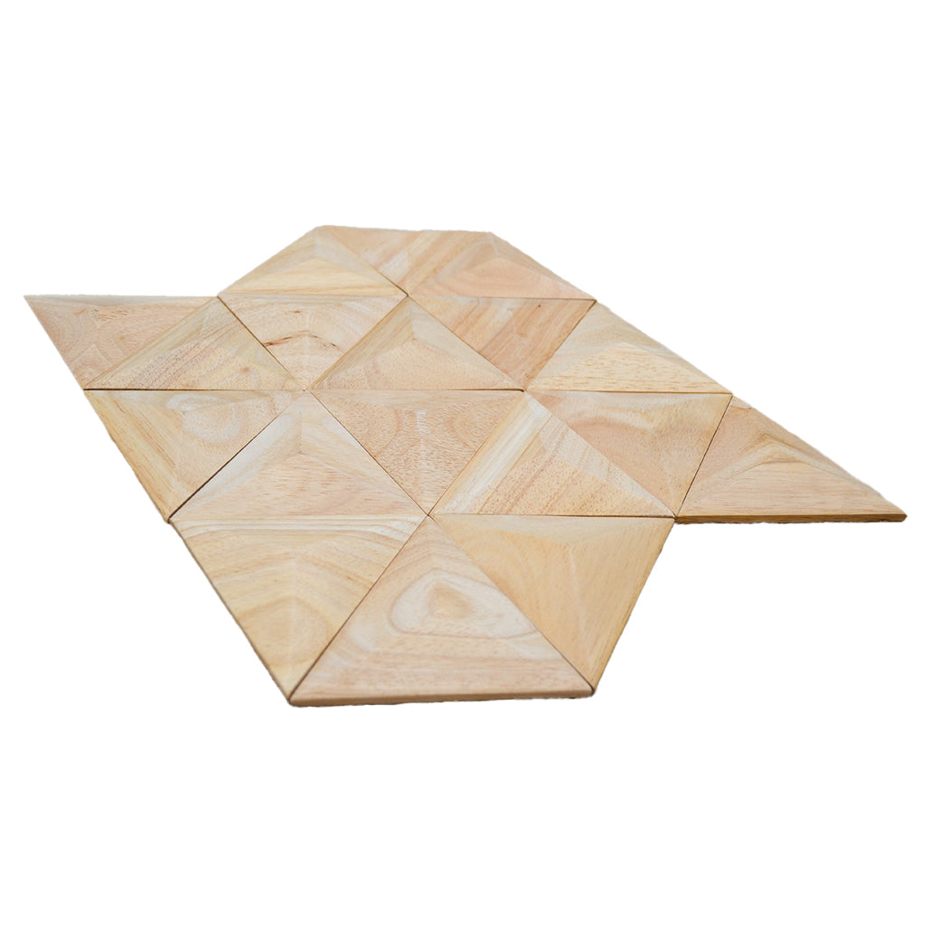 Wood Mosaic Panel | Spacious Rubber Wood Tile | 11.8×13.8”