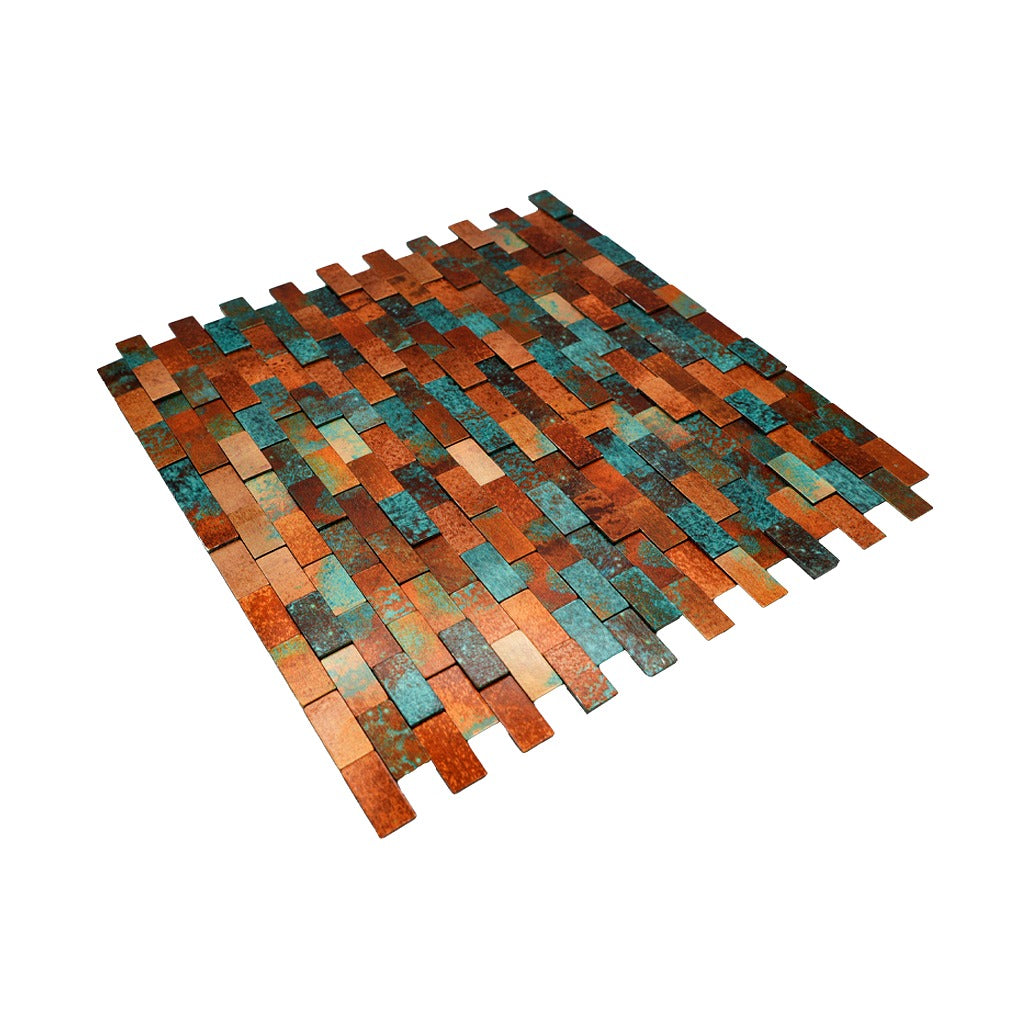 Peel and Stick Backsplash | Brick 3D Patina Copper | 11.73×11.81"