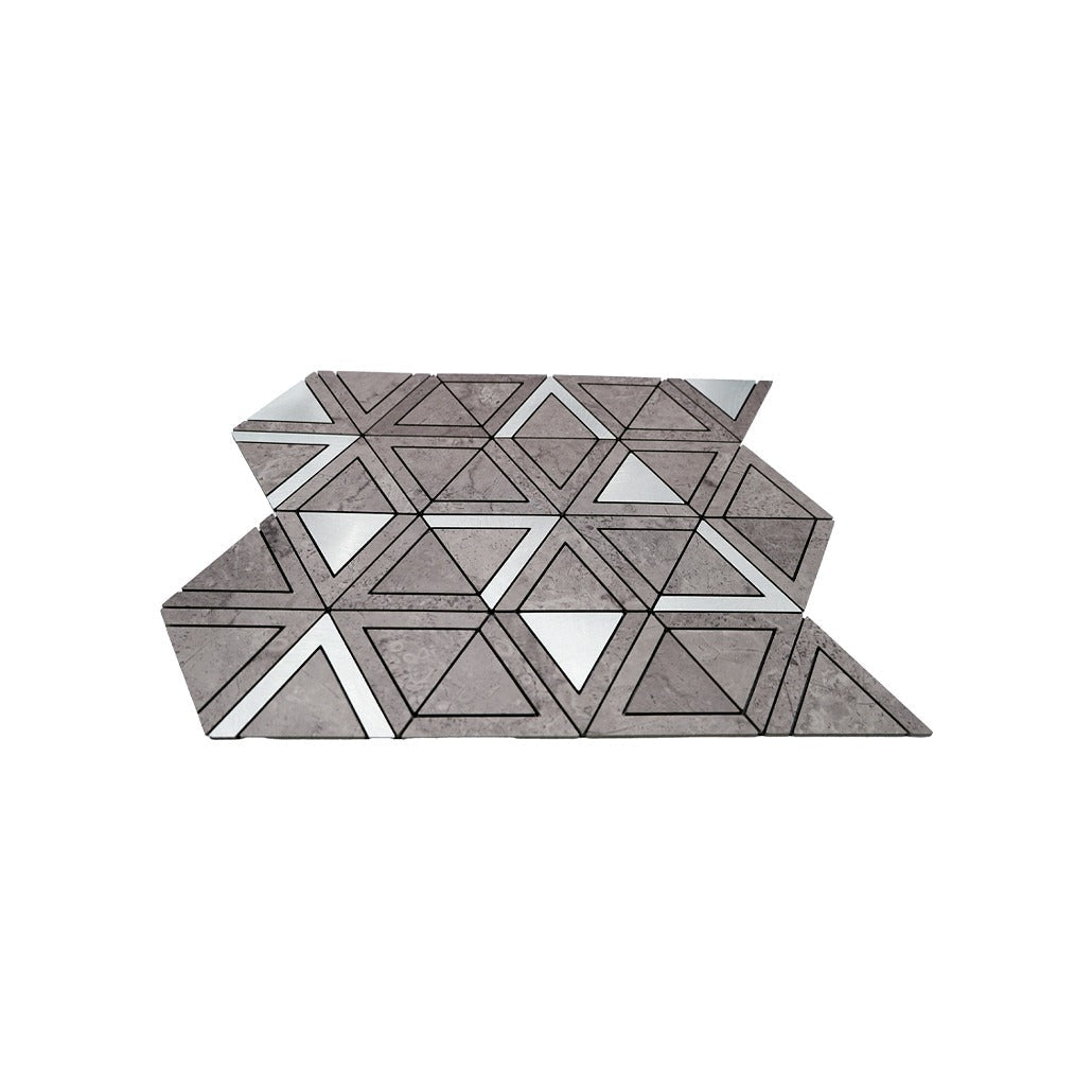 Peel and Stick Backsplash | Triangle Gray Silver | 11.3×13.03"