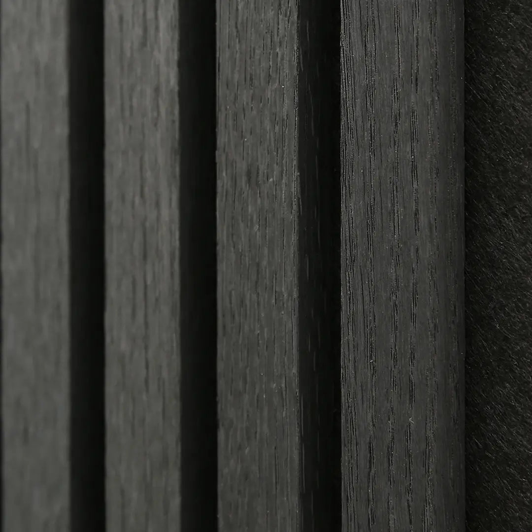 Acoustic Slat Wall Panel | Black Oak | Premium 3-Sided Wood Veneer