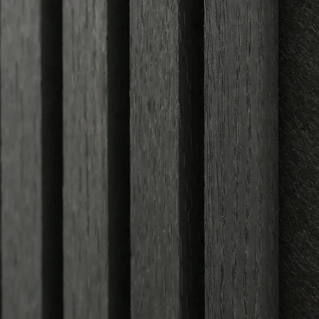 Acoustic Slat Wall Panel | Black Oak | Premium 3-Sided Wood Veneer