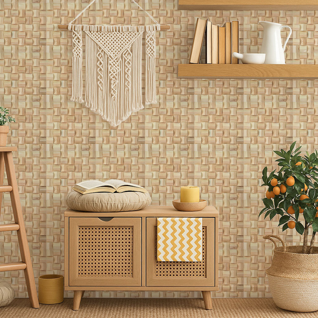 Wood Mosaic Panel | Ash Wood Tile | 12×12”