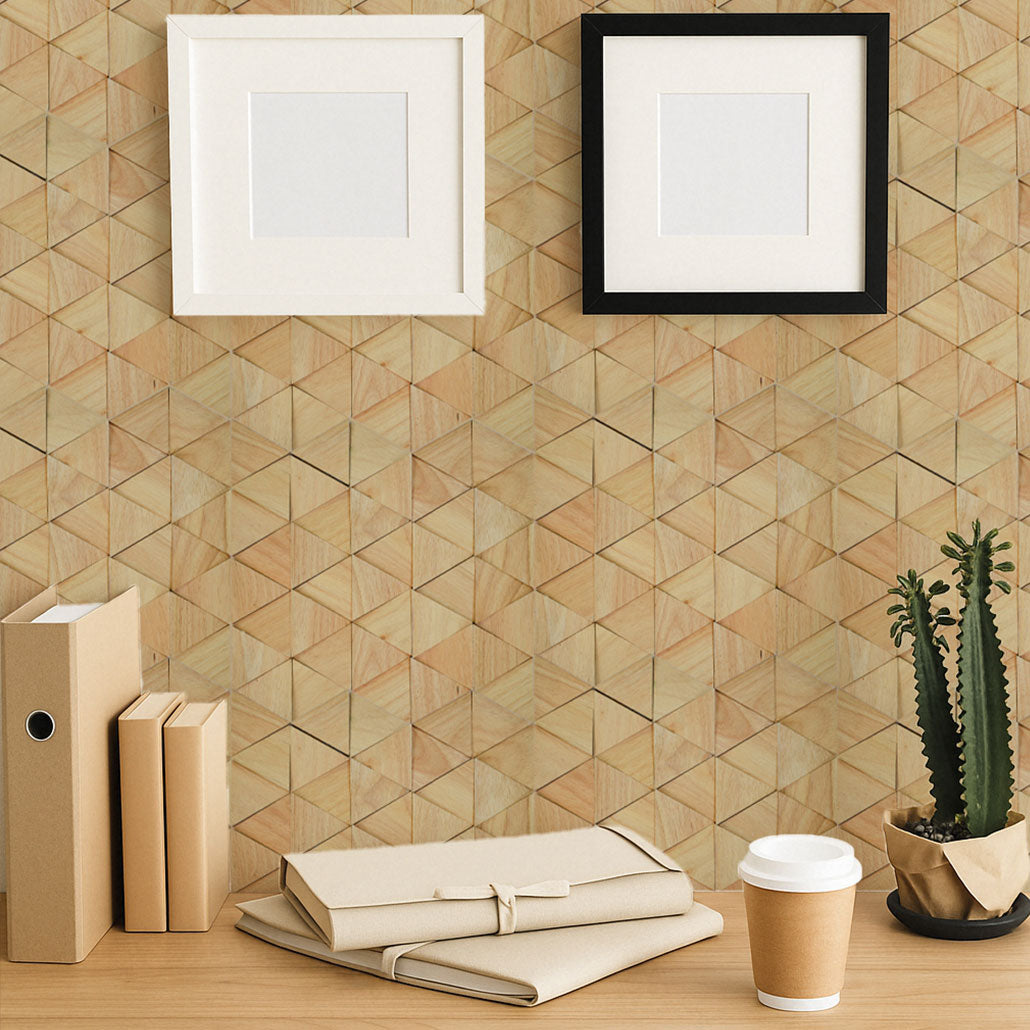 Wood Mosaic Panel | Compact Rubber Wood Tile | 11.0×11.8”