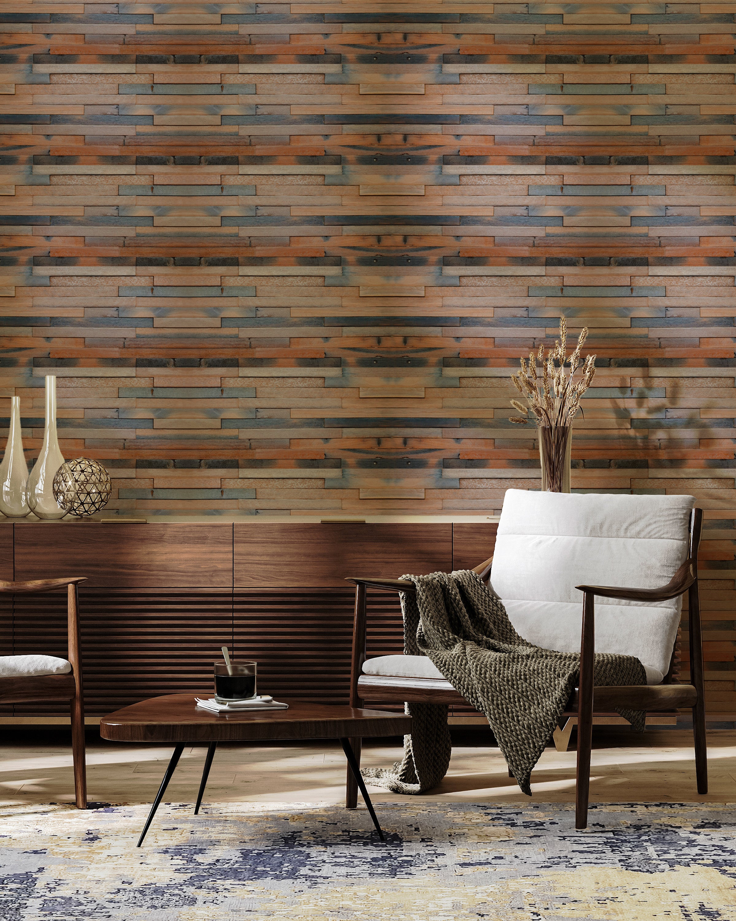 Wood Mosaic Panel | Wide Shipwood Wood Tile | 12×24”