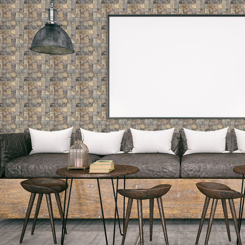 Wood Mosaic Panel | Marine Wood Tile | 12×12”