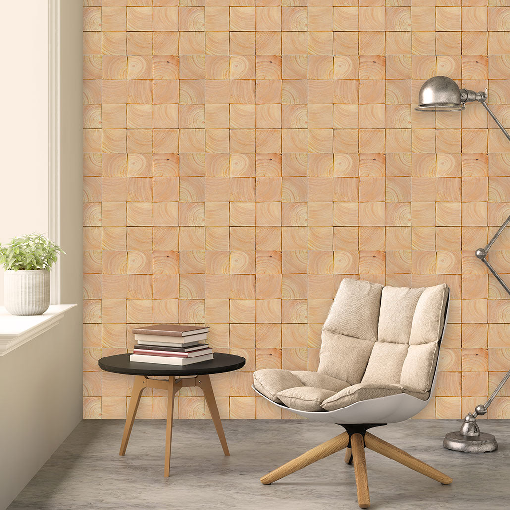 Wood Mosaic Panel | Rubber Wood Tile | 12×12”