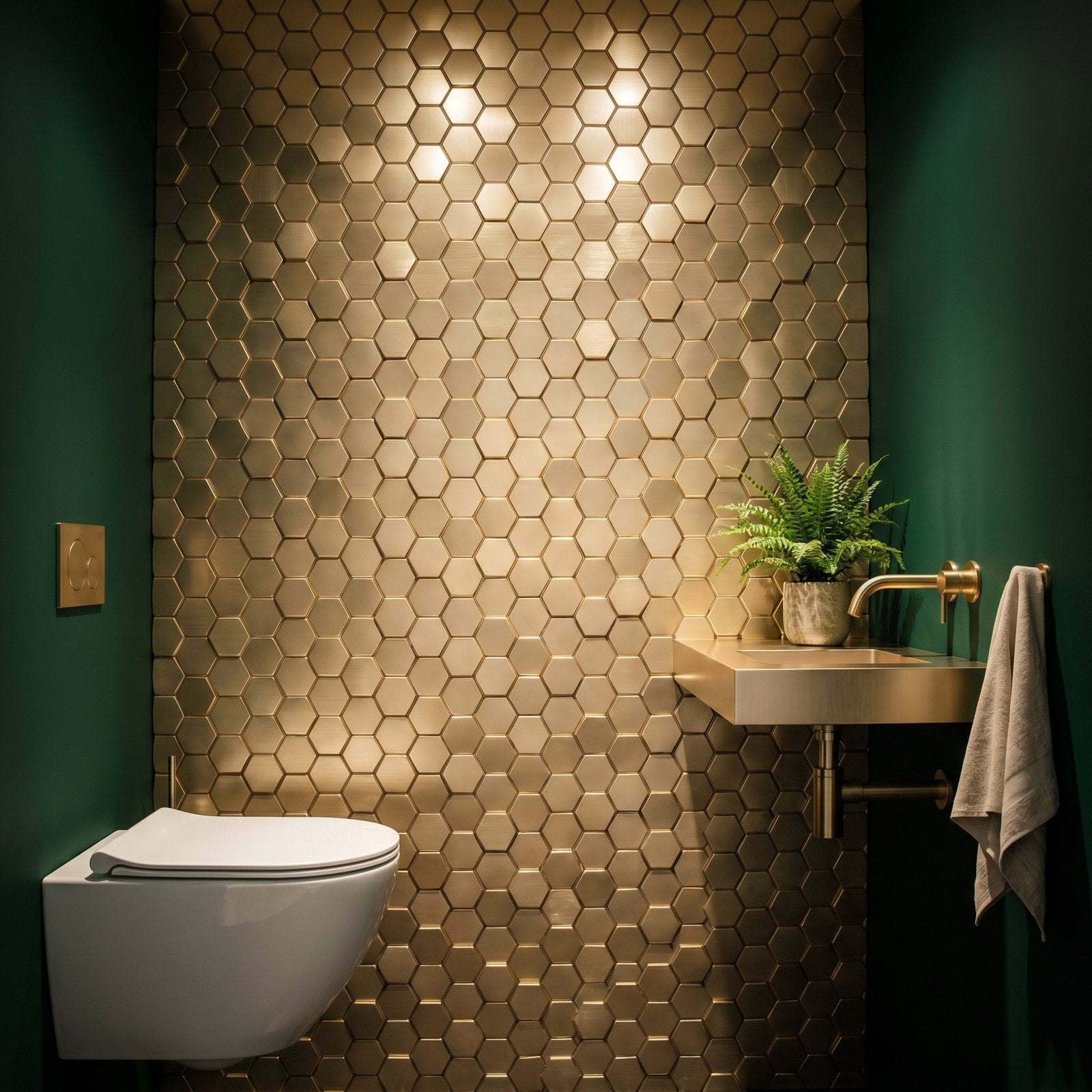 Peel and Stick Backsplash | Hexagon Gold | 11.5×11.34"