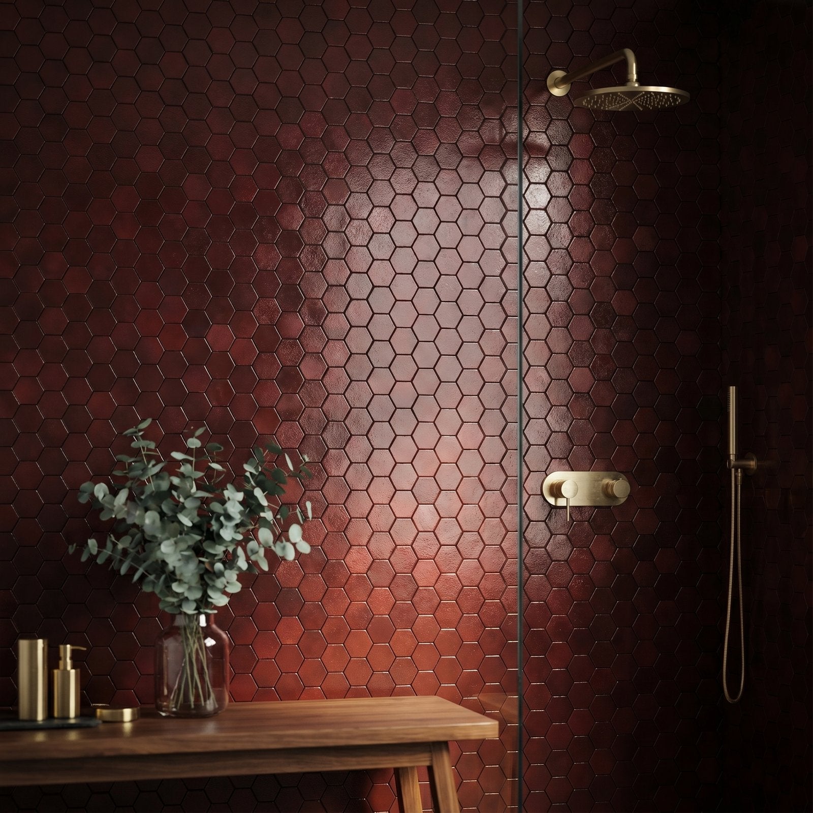 Peel and Stick Backsplash | Hexagon Burgundy | 11.5×11.34"