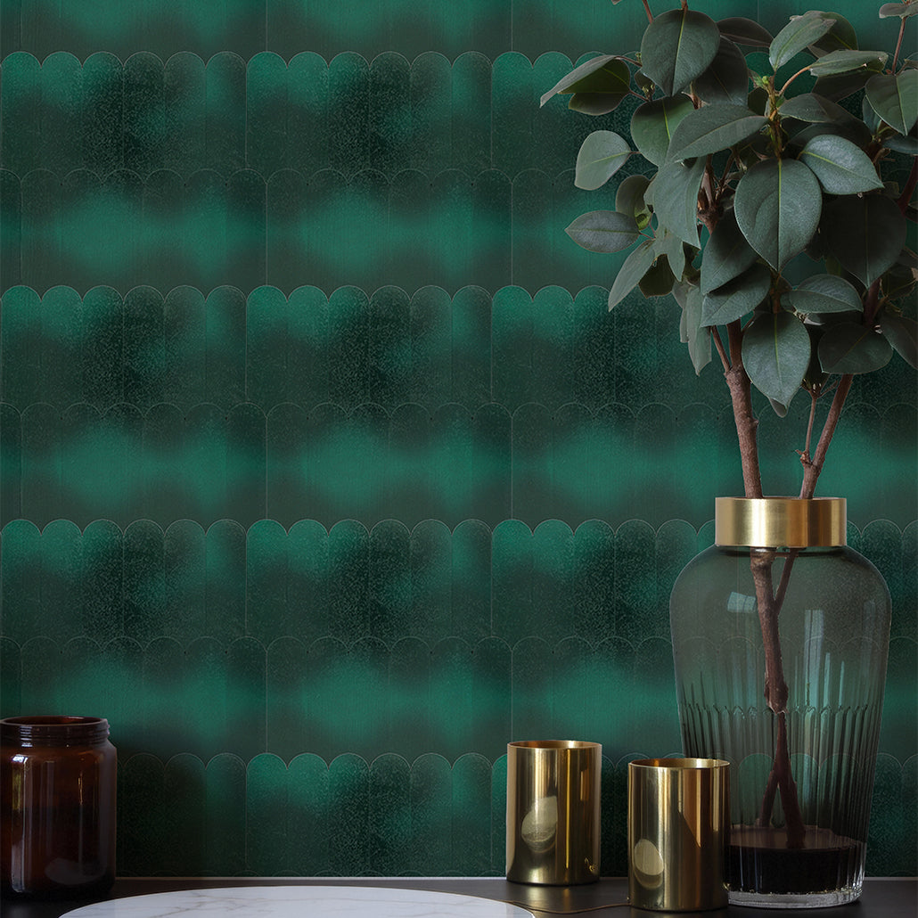Peel and Stick Mosaic Tile | Arch Dark Green | 11.73×11.34 in | Metal