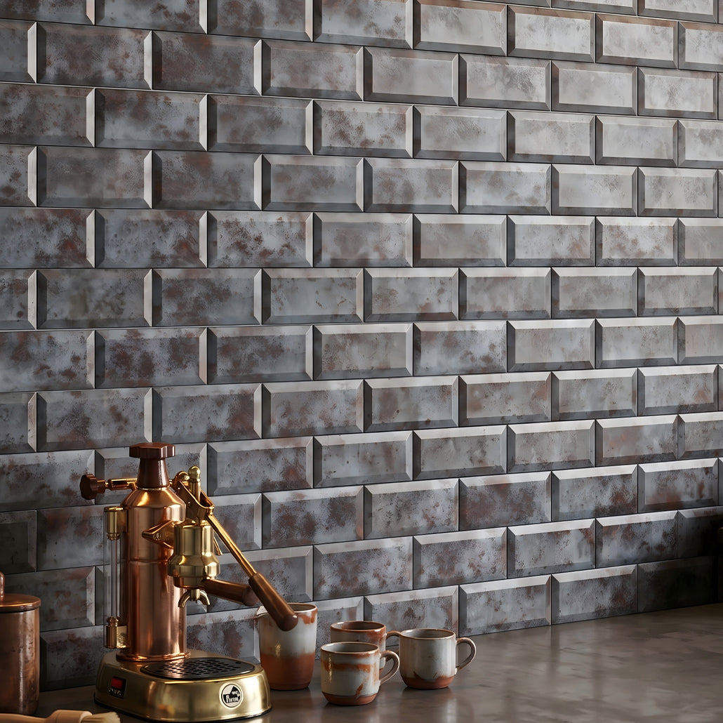 Peel and Stick Backsplash | Subway 3D Gray | 12.01×12.01"