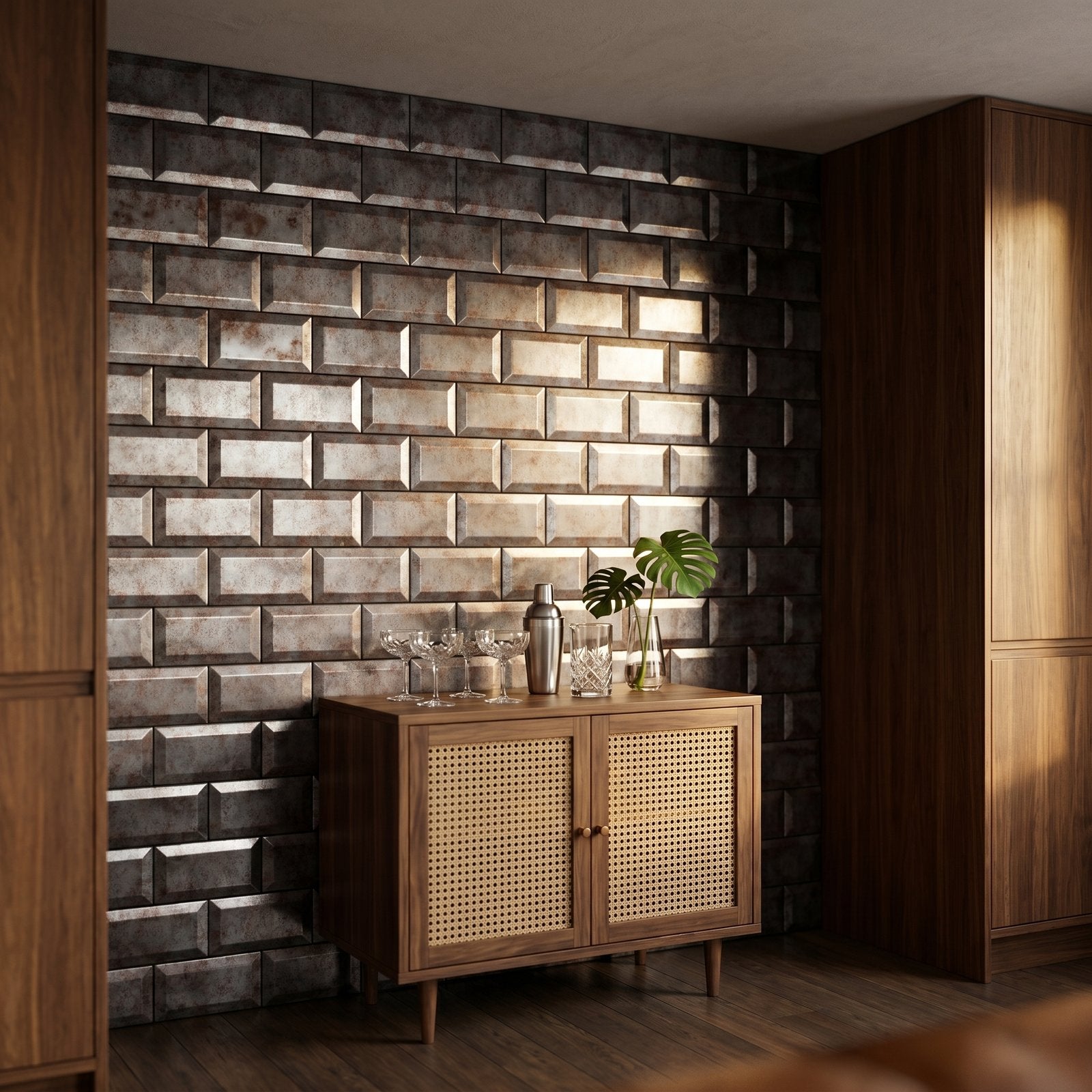 Peel and Stick Backsplash | Subway 3D Gray | 12.01×12.01"