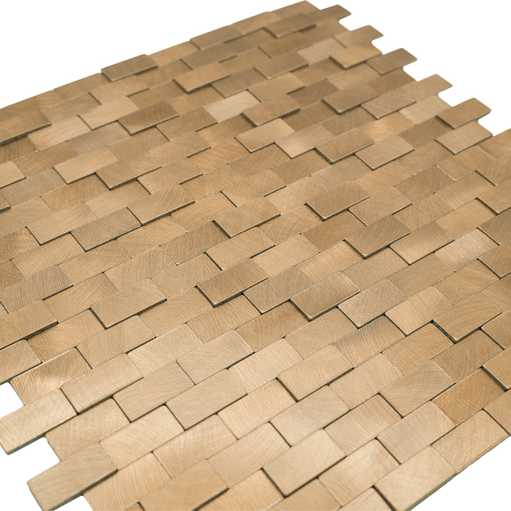 Peel and Stick Backsplash | Brick 3D Gold | 11.73×11.81"