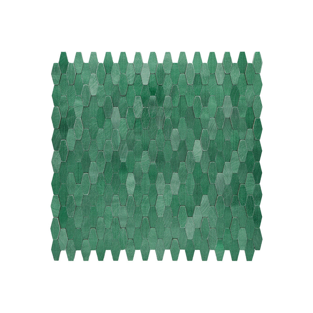 Peel and Stick Mosaic Tile | Picket 3D Dark Green | 12.2×11.81 in | Metal