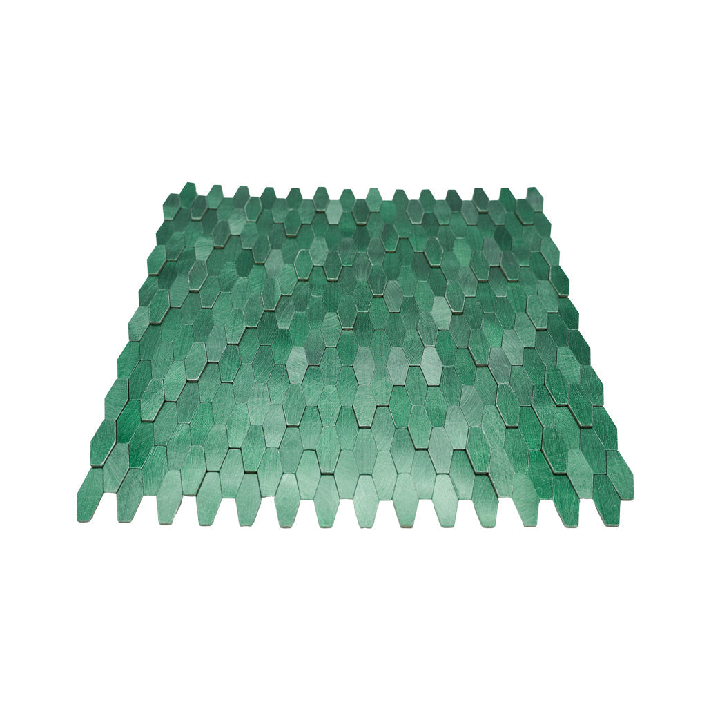 Peel and Stick Mosaic Tile | Picket 3D Dark Green | 12.2×11.81 in | Metal