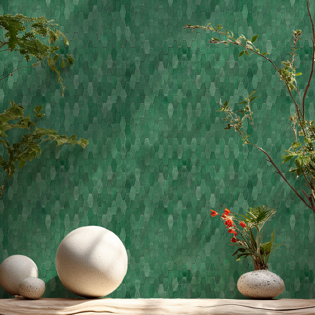Peel and Stick Backsplash | Picket 3D Dark Green | 12.2×11.81"
