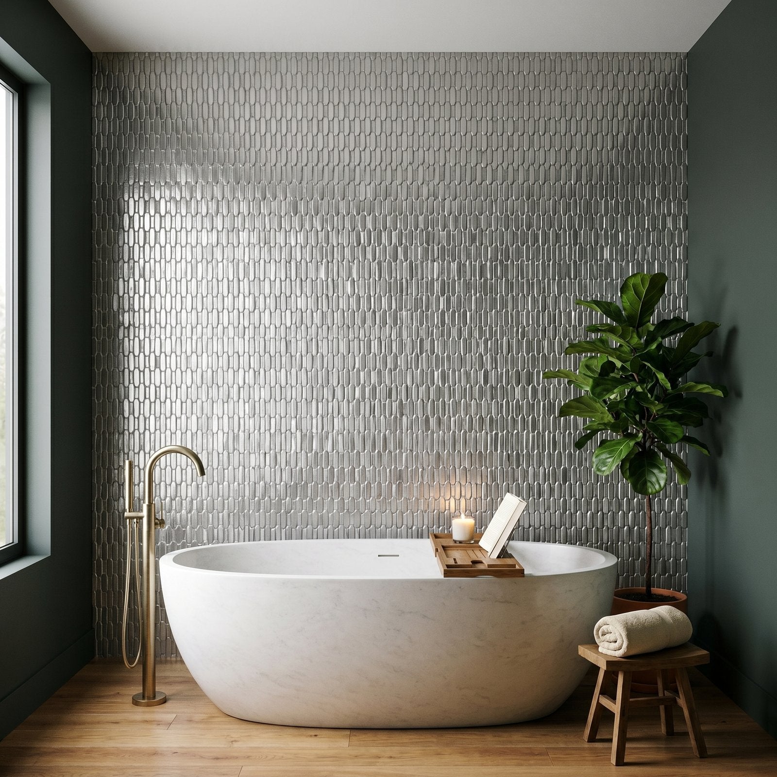 Peel and Stick Backsplash | Picket 3D Gray | 12.2×11.81"