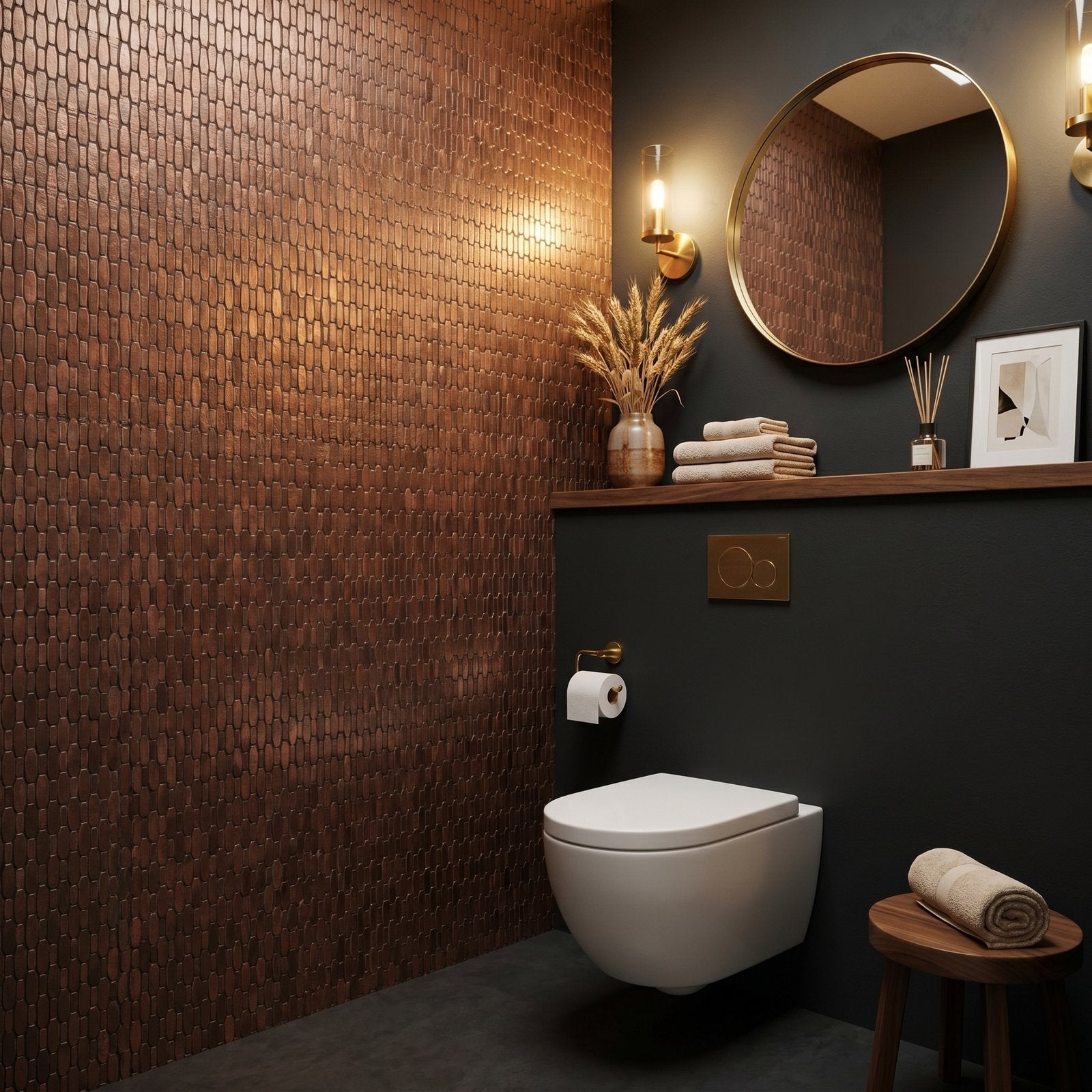 Peel and Stick Backsplash | Picket 3D Dark Copper | 12.2×11.81"
