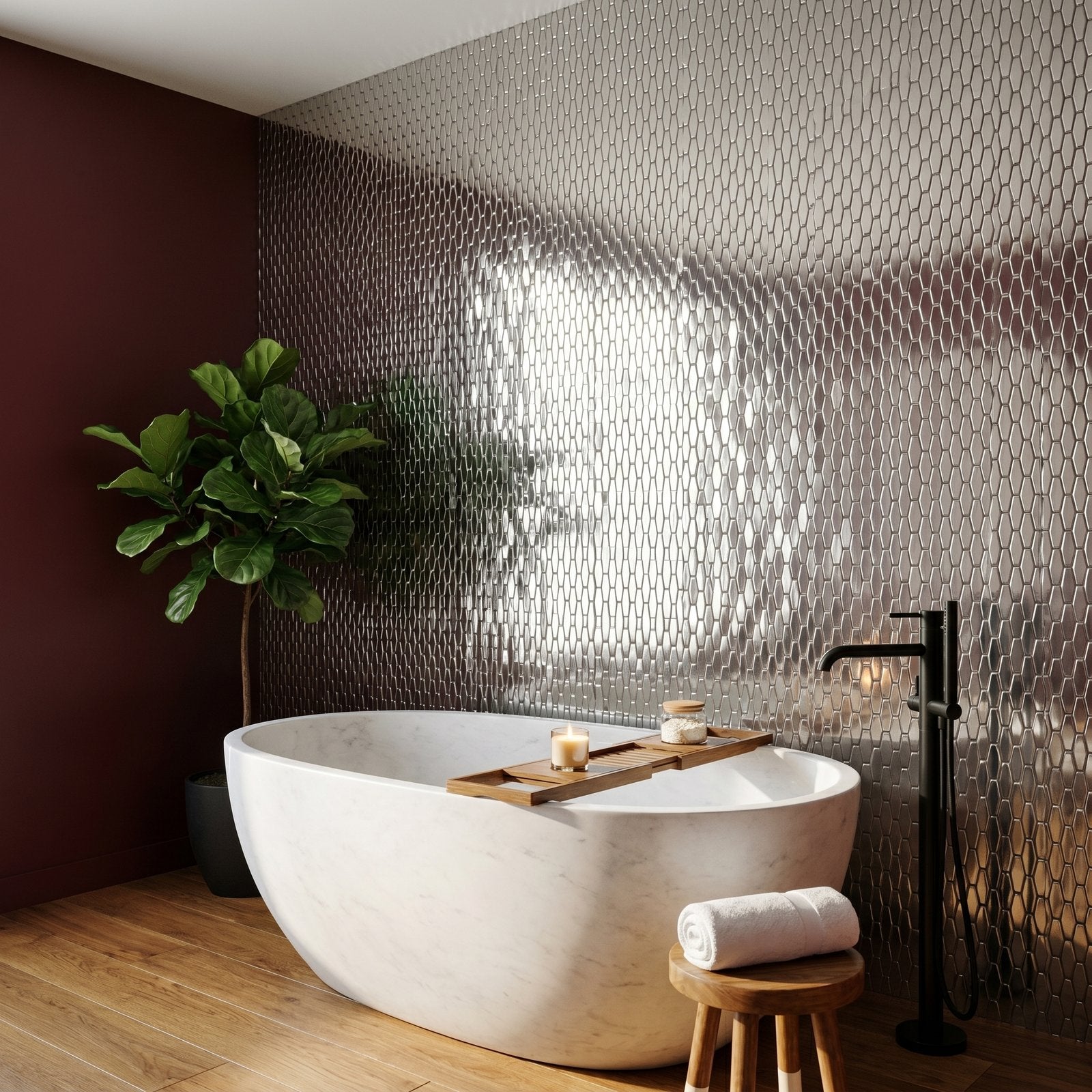 Peel and Stick Backsplash | Picket 3D Silver | 12.2×11.81"