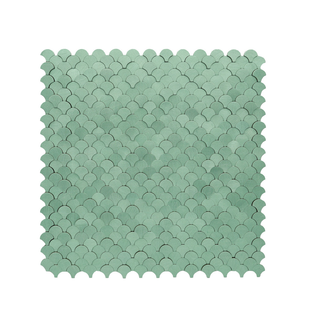 Peel and Stick Backsplash | Fish Scale 3D Pastel Green | 11.73×11.34"