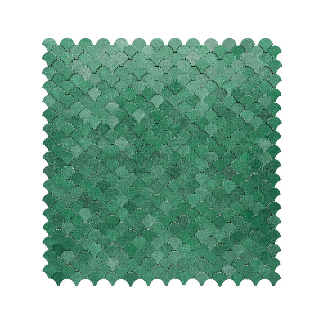 Peel and Stick Backsplash | Fish Scale 3D Dark Green | 11.73×11.34"
