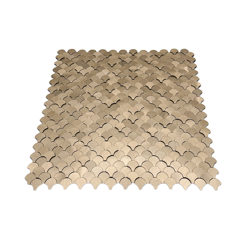 Peel and Stick Backsplash | Fish Scale 3D Gold | 11.73×11.34"