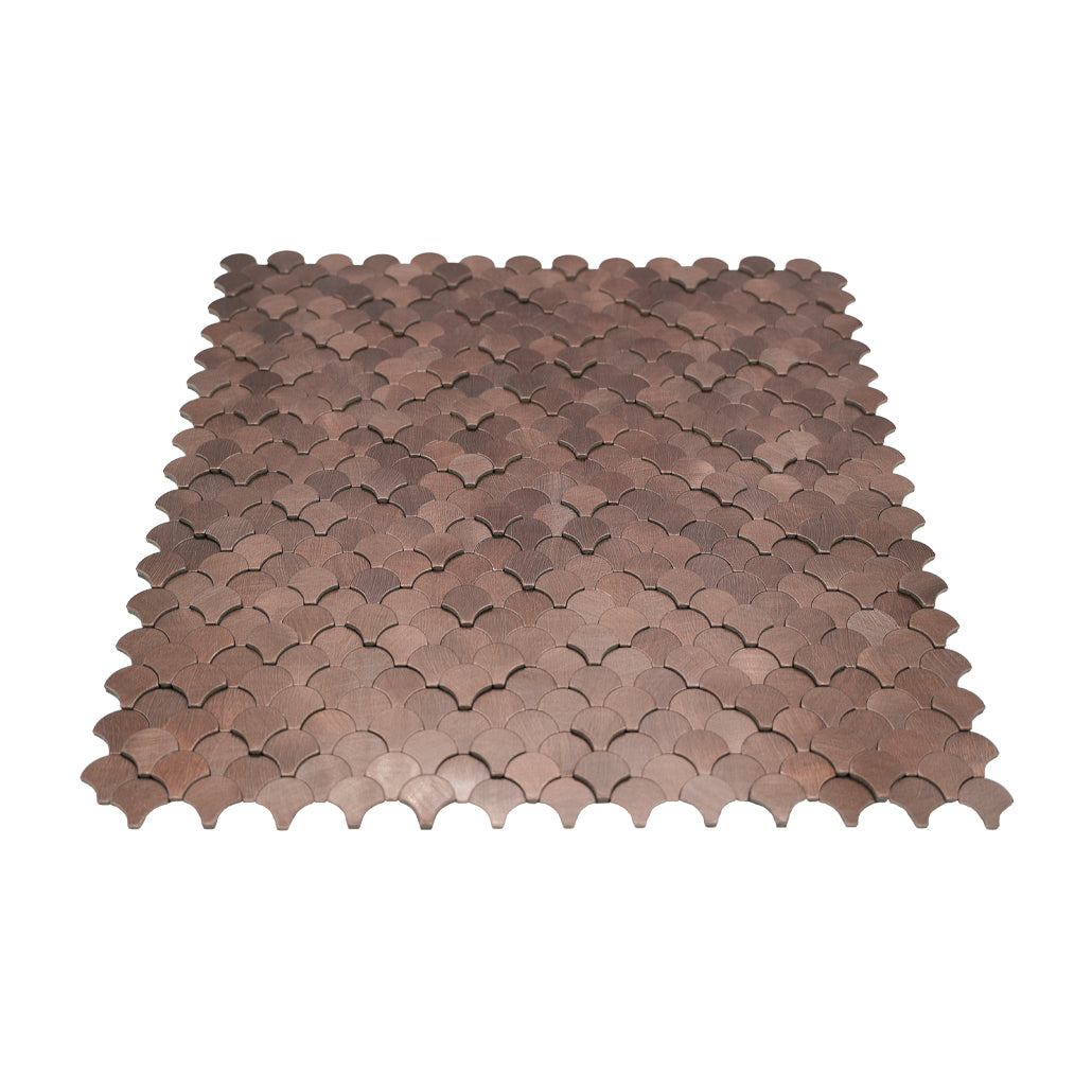 Peel and Stick Backsplash | Fish Scale 3D Dark Copper | 11.73×11.34"