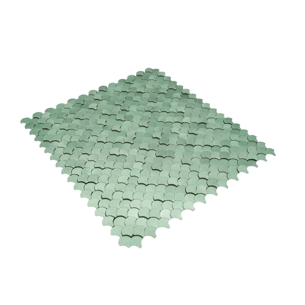 Peel and Stick Backsplash | Fish Scale 3D Pastel Green | 11.73×11.34"