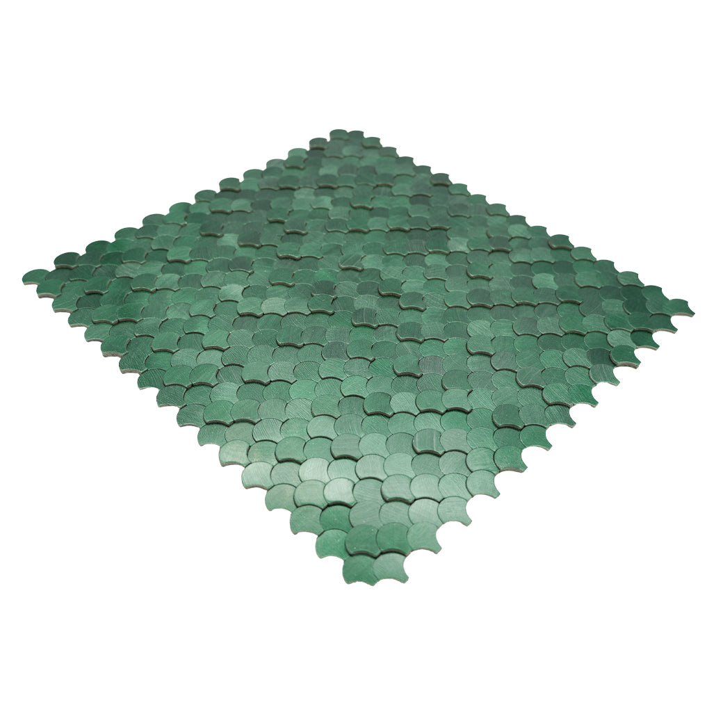 Peel and Stick Backsplash | Fish Scale 3D Dark Green | 11.73×11.34"