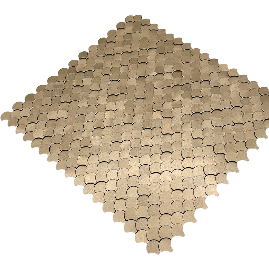 Peel and Stick Backsplash | Fish Scale 3D Gold | 11.73×11.34"