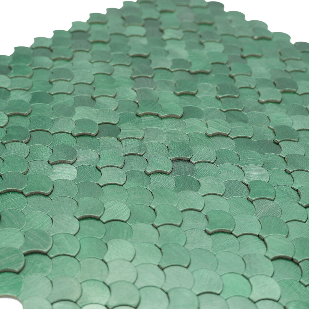 Peel and Stick Backsplash | Fish Scale 3D Dark Green | 11.73×11.34"