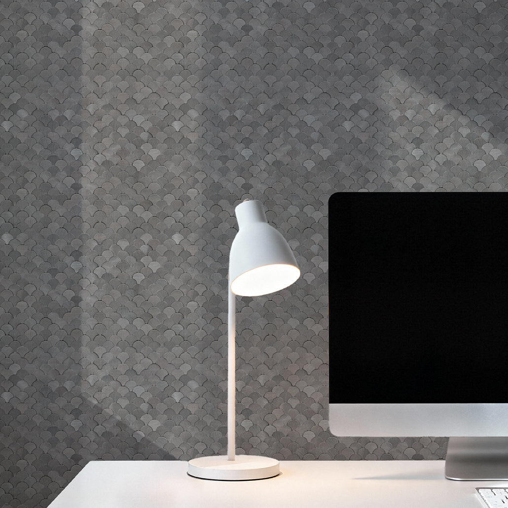 Peel and Stick Backsplash | Fish Scale 3D Anthracite | 11.73×11.34"