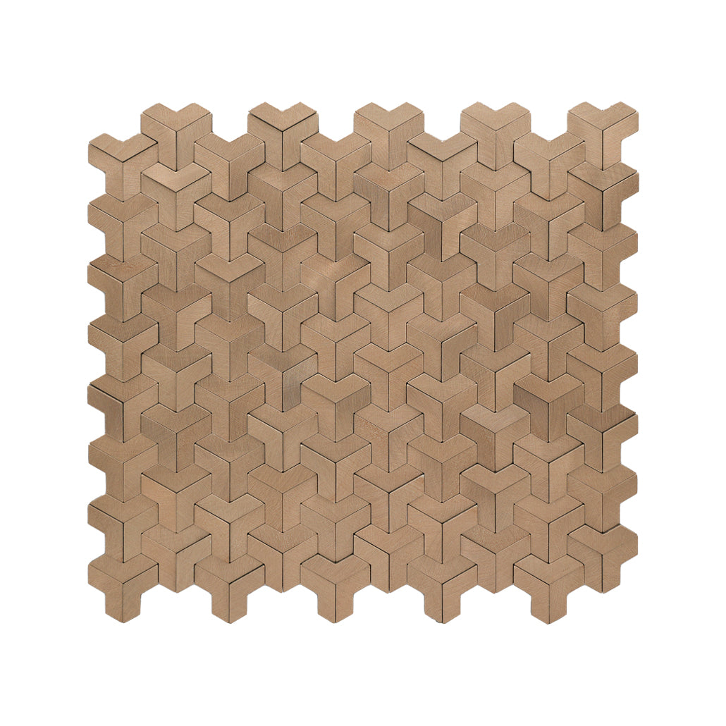 Peel and Stick Mosaic Tile | Trifold 3D Natural | 11.02×11.93 in | Metal