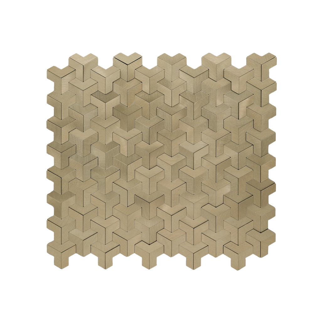 Peel and Stick Backsplash | Trifold 3D Gold | 11.02×11.93"