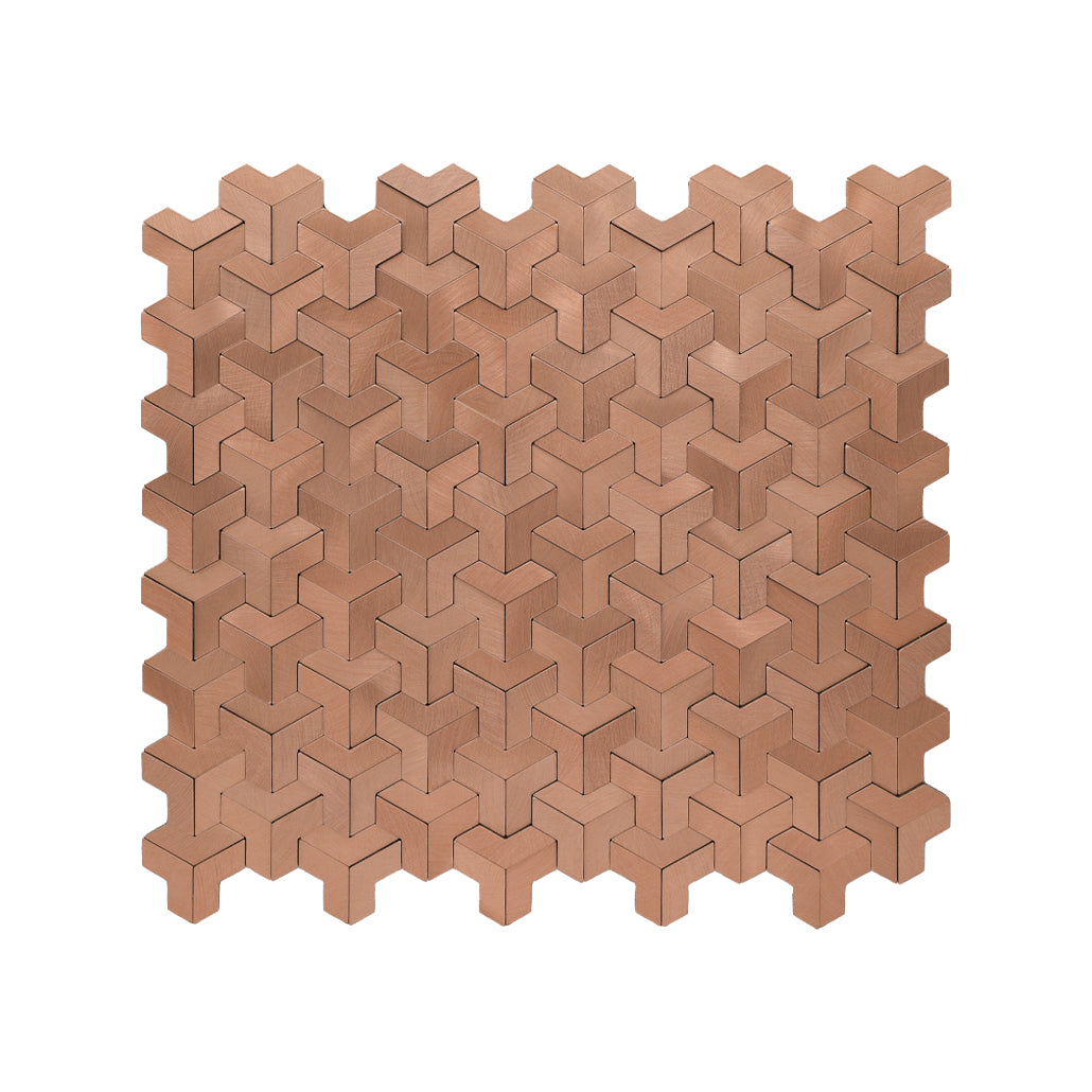 Peel and Stick Backsplash | Trifold 3D Copper | 11.02×11.93"