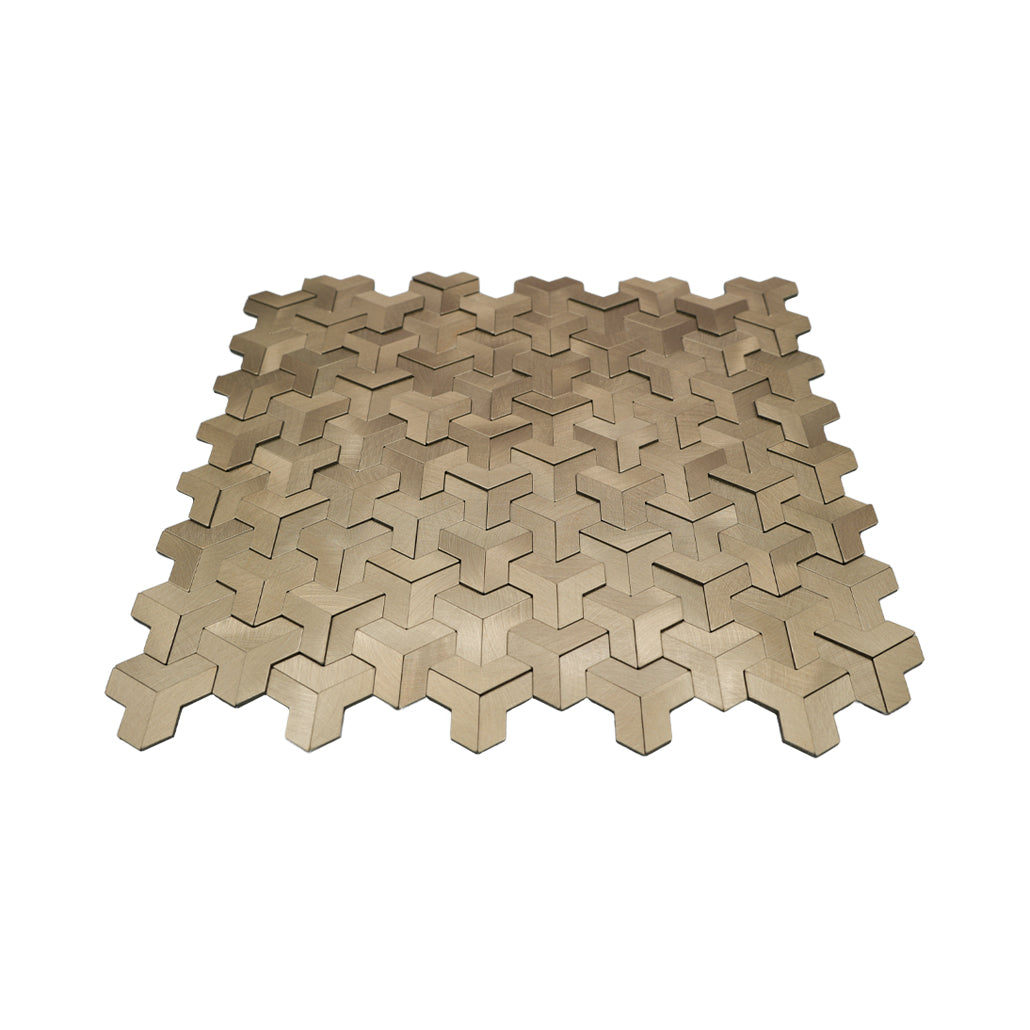 Peel and Stick Backsplash | Trifold 3D Gold | 11.02×11.93"