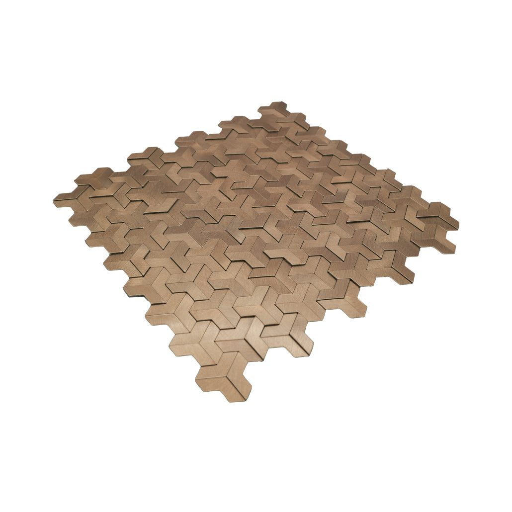 Peel and Stick Mosaic Tile | Trifold 3D Natural | 11.02×11.93 in | Metal