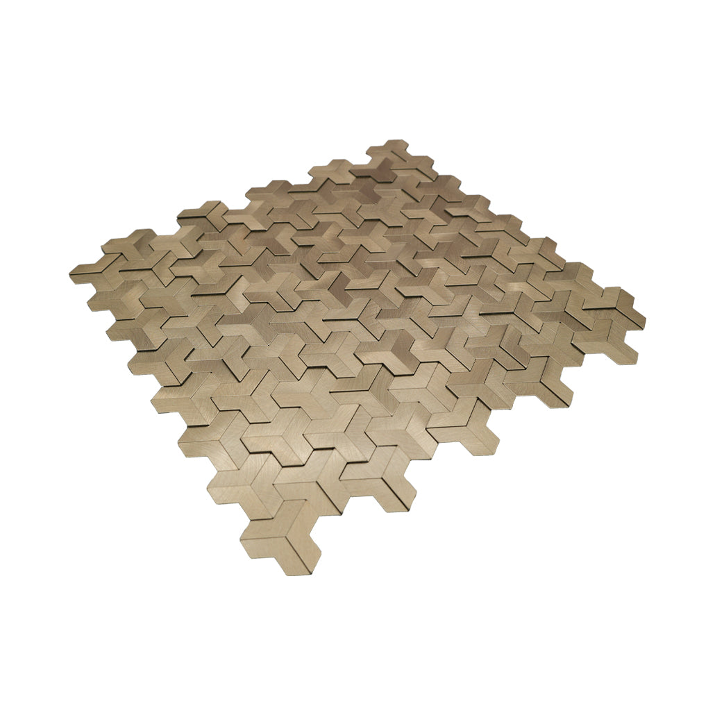 Peel and Stick Backsplash | Trifold 3D Gold | 11.02×11.93"