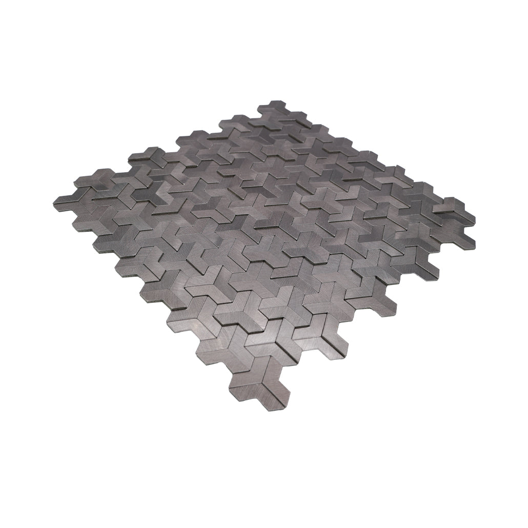Peel and Stick Backsplash | Trifold 3D Anthracite | 11.02×11.93"