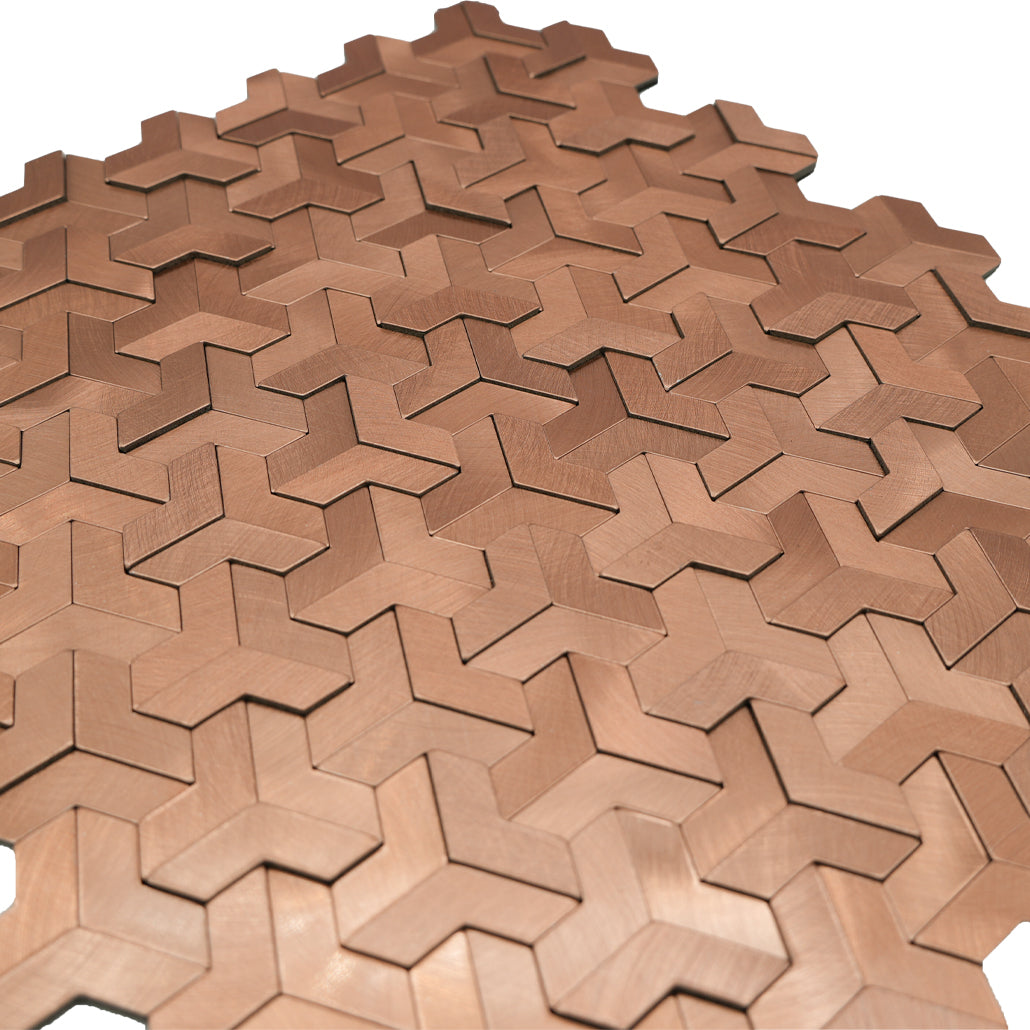 Peel and Stick Backsplash | Trifold 3D Copper | 11.02×11.93"