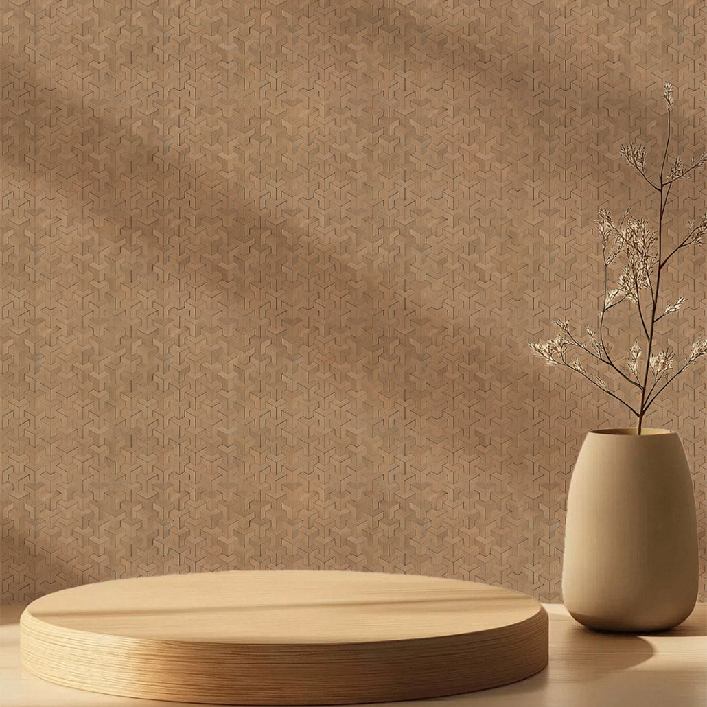 Peel and Stick Mosaic Tile | Trifold 3D Natural | 11.02×11.93 in | Metal