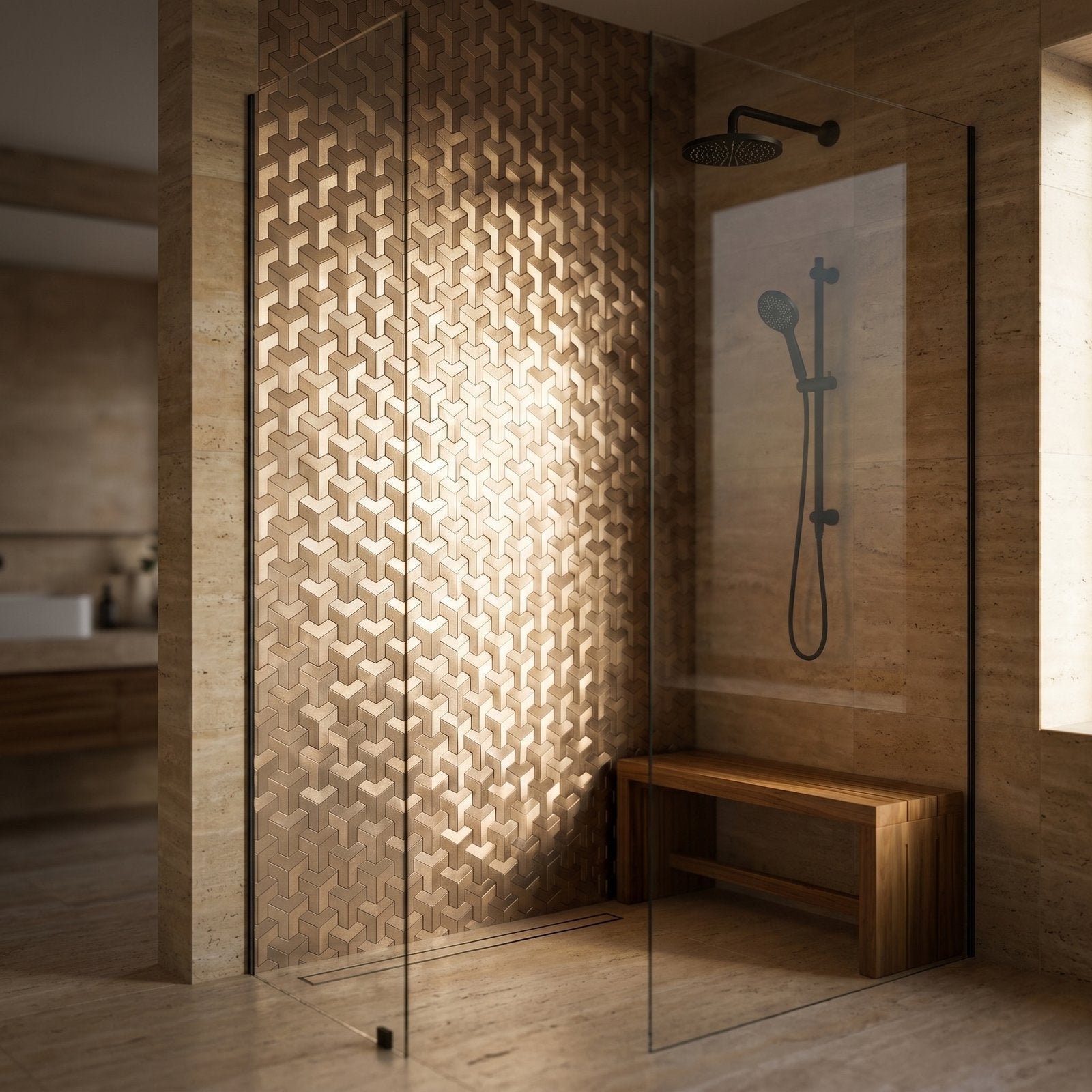 Peel and Stick Backsplash | Trifold 3D Natural | 11.02×11.93"